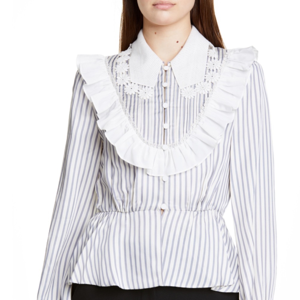 Self-Portrait Ruffle Trim Stripe Top 2 new without tags